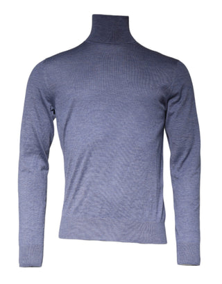 Suéter de manga larga morado y azul con cuello alto