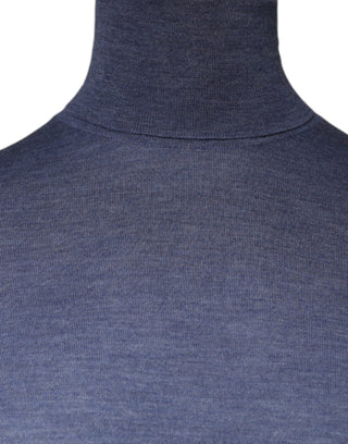 Suéter de manga larga morado y azul con cuello alto
