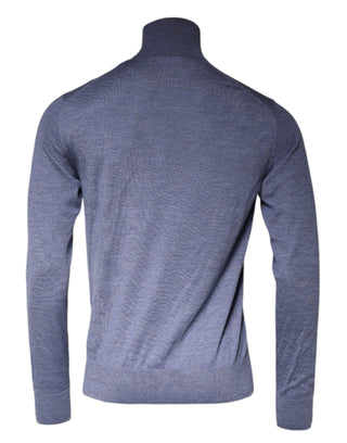 Suéter de manga larga morado y azul con cuello alto