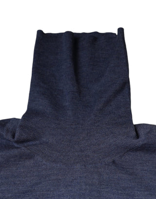 Suéter de manga larga morado y azul con cuello alto