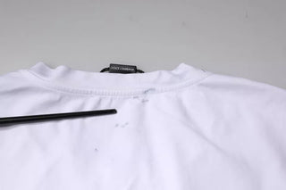 White Graphic Print Cotton Crew Neck T-shirt
