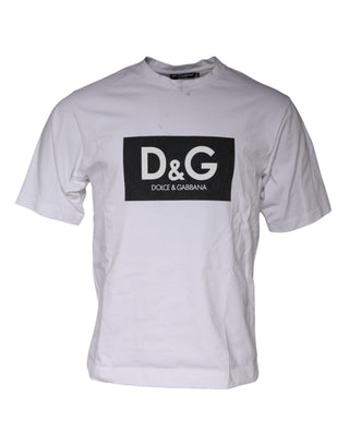 Weißes T-Shirt aus Baumwolle mit Logo-Print und Rundhalsausschnitt