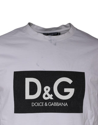 Weißes T-Shirt aus Baumwolle mit Logo-Print und Rundhalsausschnitt