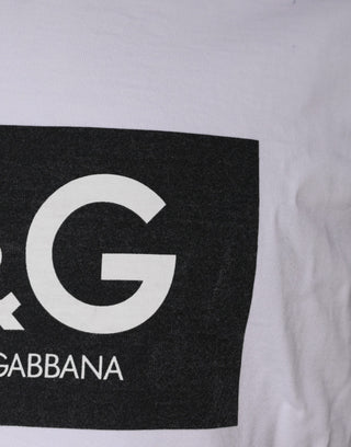 Weißes T-Shirt aus Baumwolle mit Logo-Print und Rundhalsausschnitt