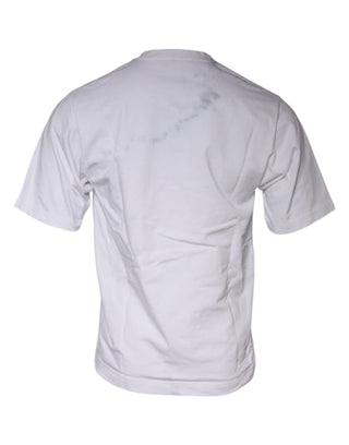Weißes T-Shirt aus Baumwolle mit Logo-Print und Rundhalsausschnitt