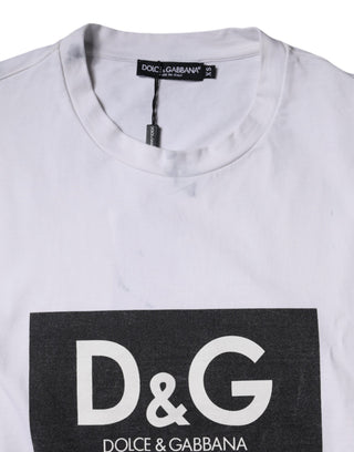 Weißes T-Shirt aus Baumwolle mit Logo-Print und Rundhalsausschnitt
