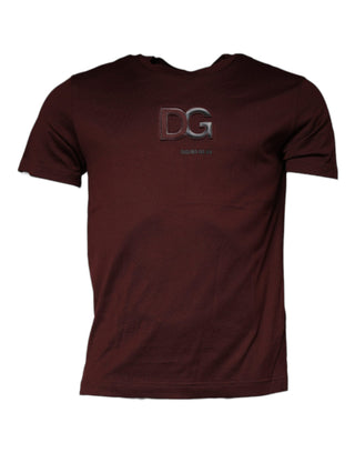 Maroonfarbenes T-Shirt mit Rundhalsausschnitt und DG-Logo aus Baumwolle