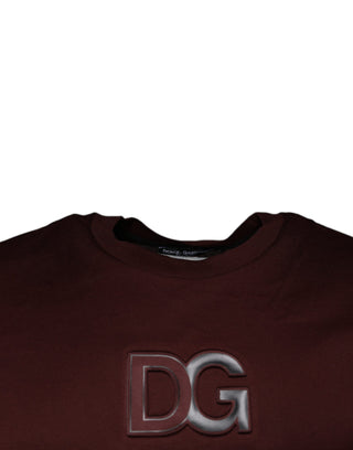 Maroonfarbenes T-Shirt mit Rundhalsausschnitt und DG-Logo aus Baumwolle