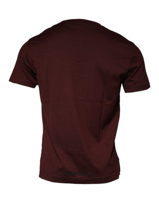 Maroonfarbenes T-Shirt mit Rundhalsausschnitt und DG-Logo aus Baumwolle