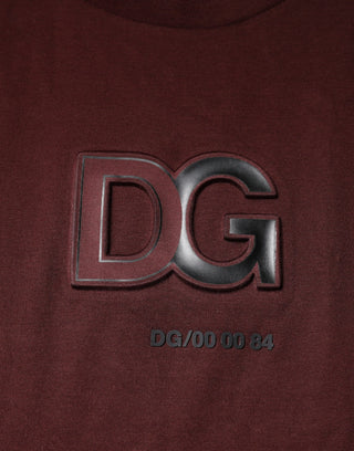 Maroonfarbenes T-Shirt mit Rundhalsausschnitt und DG-Logo aus Baumwolle