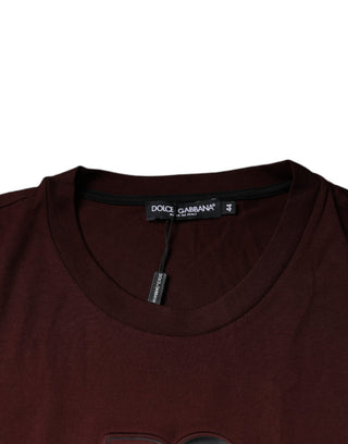 Maroonfarbenes T-Shirt mit Rundhalsausschnitt und DG-Logo aus Baumwolle
