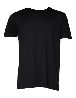 Schwarzes T-Shirt mit kurzen Ärmeln und Rundhalsausschnitt aus Baumwolle
