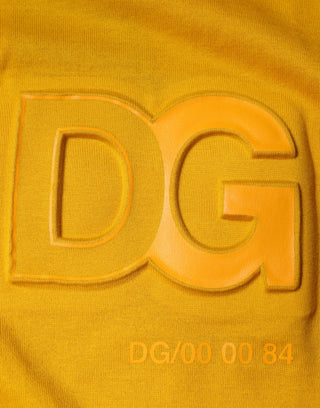 Senffarbenes T-Shirt mit geprägtem Logo und Rundhalsausschnitt
