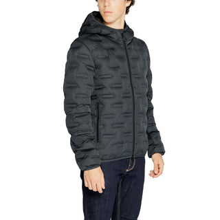 Blue Polyester Full-Length Jacket