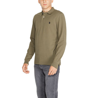 Grünes Langarm-T-Shirt aus Baumwolle
