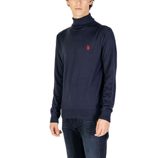 Cuello alto azul de algodón