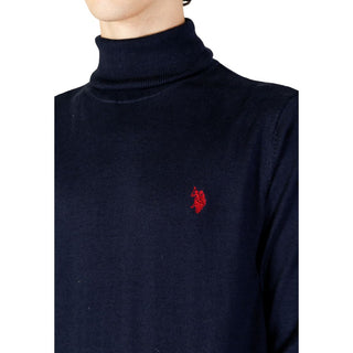 Cuello alto azul de algodón