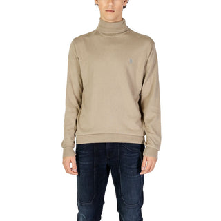 Beiger Baumwoll-Rollkragenpullover