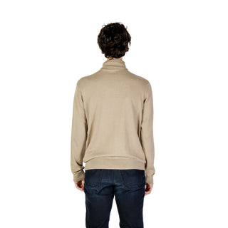 Beiger Baumwoll-Rollkragenpullover
