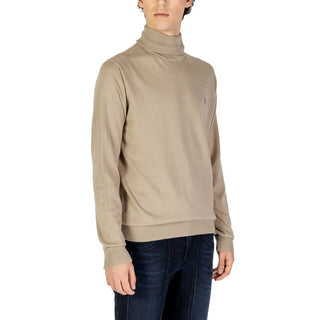 Beiger Baumwoll-Rollkragenpullover