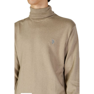 Beiger Baumwoll-Rollkragenpullover