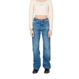 Blaue Baumwoll-Mom-Jeans