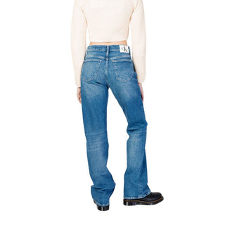 Blaue Baumwoll-Mom-Jeans