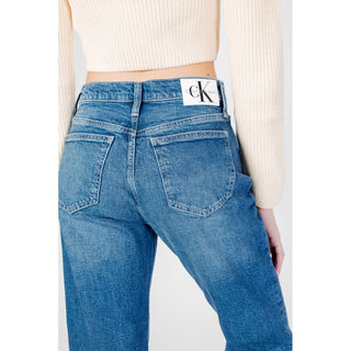 Blaue Baumwoll-Mom-Jeans