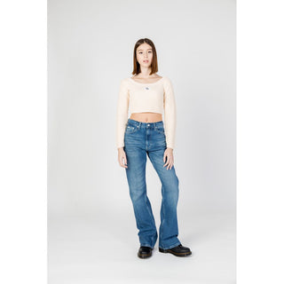 Blaue Baumwoll-Mom-Jeans