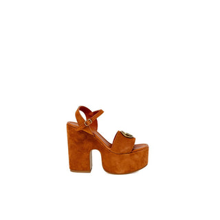 Brown Suede Leather High Heel Pumps