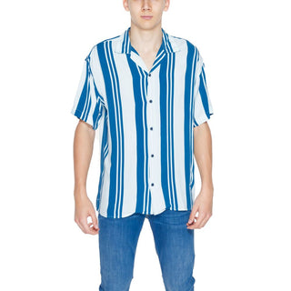 Camisa azul de viscosa de manga corta