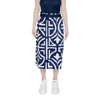 Falda larga azul de viscosa