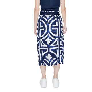 Falda larga azul de viscosa
