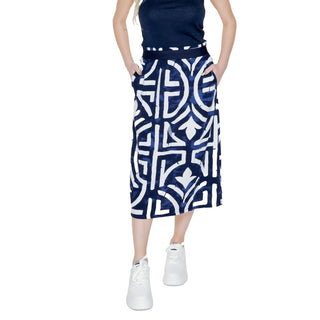 Falda larga azul de viscosa