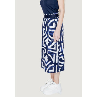 Falda larga azul de viscosa