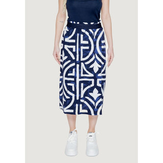 Falda larga azul de viscosa