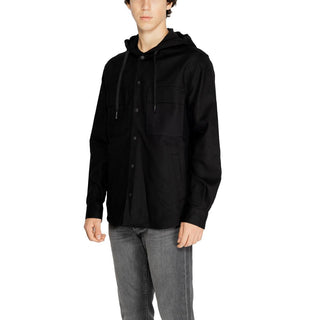 Schwarze Baumwoll-Shell-Jacke