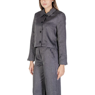 Grauer Polyester-Blazer