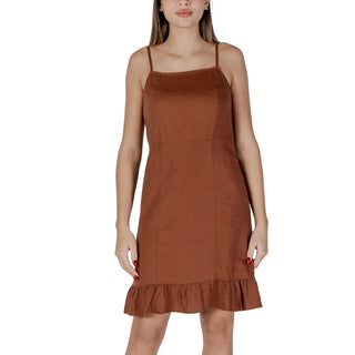 Braunes Leinen-Midikleid