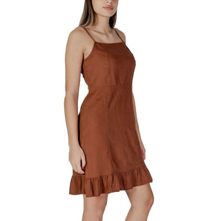Brown Linen Midi Dress