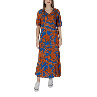 Blaues Viskose-Maxikleid