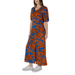 Blaues Viskose-Maxikleid