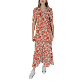 Rotes langes Viskosekleid