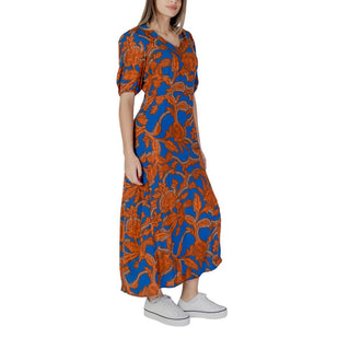 Blaues Viskose-Maxikleid
