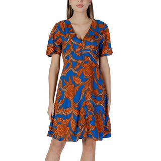 Blaues Viskose-Midikleid