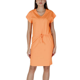 Oranges Midi-Baumwollkleid