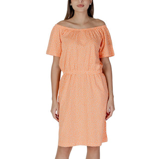 Oranges kurzes Baumwollkleid