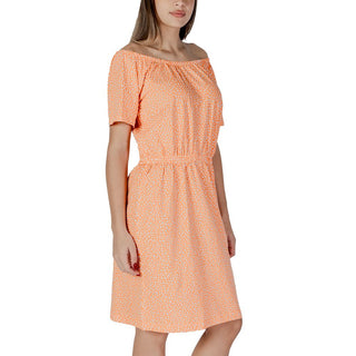 Oranges kurzes Baumwollkleid