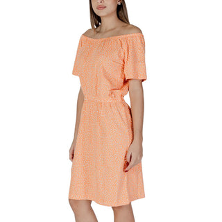 Oranges kurzes Baumwollkleid