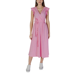 Mehrfarbiges langes Baumwollkleid